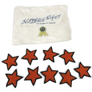 Vintage Letterman Star Patches Set of 10 Whiting Los Angeles Orange Deadstock